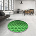 Round Patterned Deep Emerald Green Rug in a Office, pat1246grn