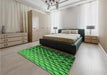 Patterned Deep Emerald Green Rug in a Bedroom, pat1246grn