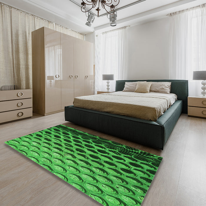 Patterned Deep Emerald Green Rug in a Bedroom, pat1246grn