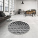 Round Patterned Gunmetal Gray Rug in a Office, pat1246gry