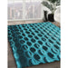 Patterned Bright Turquoise Blue Rug in Family Room, pat1246lblu