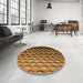 Round Patterned Orange Rug in a Office, pat1246org