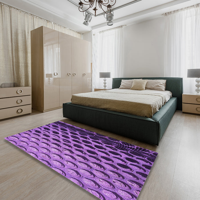 Round Machine Washable Transitional Purple Rug in a Office, wshpat1246pur