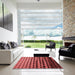 Square Patterned Cranberry Red Rug in a Living Room, pat1246rd