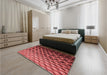 Patterned Cranberry Red Rug in a Bedroom, pat1246rd