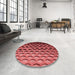 Round Patterned Cranberry Red Rug in a Office, pat1246rd