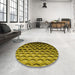 Round Patterned Orange Gold Rug in a Office, pat1246yw