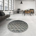 Round Patterned Charcoal Black Novelty Rug in a Office, pat1246