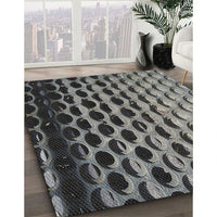 Patterned Charcoal Black Novelty Rug, pat1246