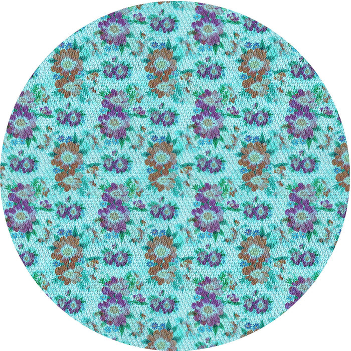 Square Patterned Cadet Blue Green Rug, pat1247lblu