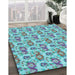 Machine Washable Transitional Cadet Blue Green Rug in a Family Room, wshpat1247lblu
