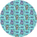 Square Machine Washable Transitional Cadet Blue Green Rug in a Living Room, wshpat1247lblu