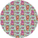 Sideview of Patterned Raspberry Purple Novelty Rug, pat1247