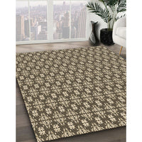 Patterned Dark Brown Rug, pat1249brn