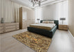 Patterned Golden Gold Rug in a Bedroom, pat125brn