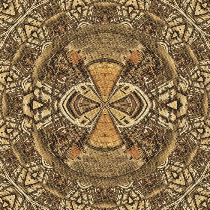 Round Machine Washable Transitional Golden Gold Rug, wshpat125brn