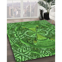 Patterned Deep Emerald Green Rug, pat125grn