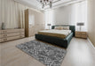 Patterned Black Rug in a Bedroom, pat125gry