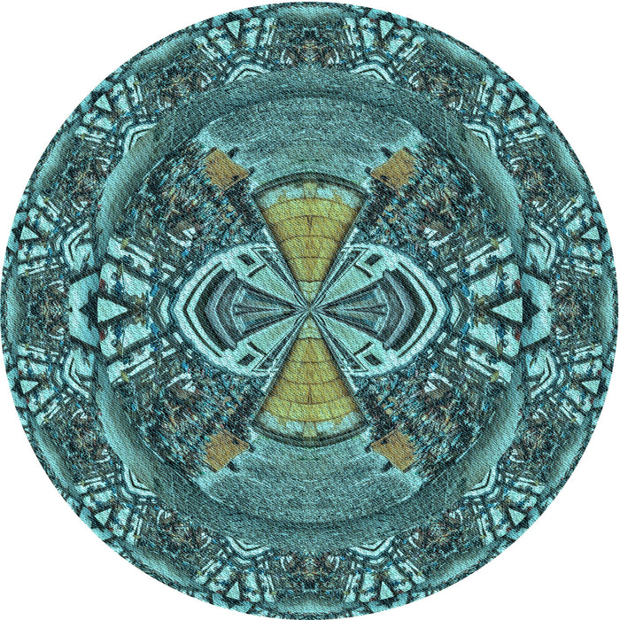 Square Patterned Dark Blue Grey Blue Rug, pat125lblu