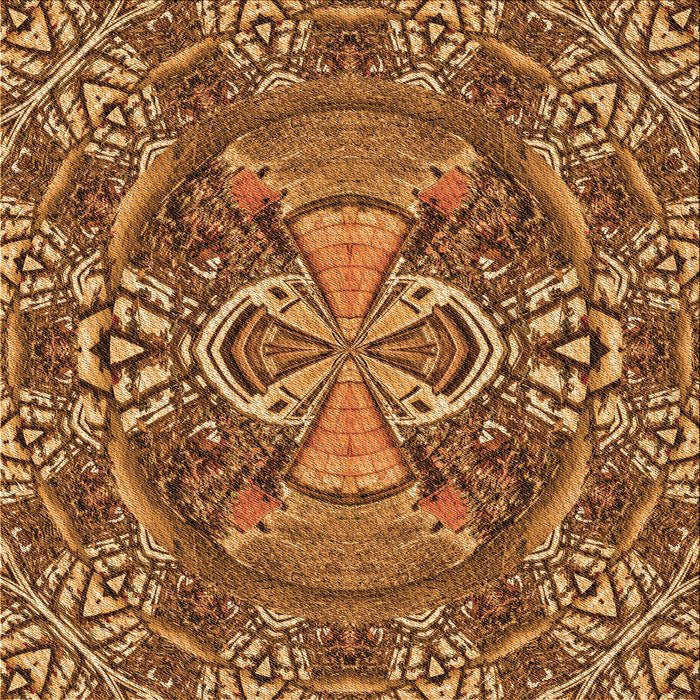 Round Patterned Orange Rug, pat125org