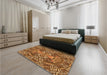 Patterned Orange Rug in a Bedroom, pat125org