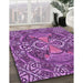 Patterned Dark Magenta Purple Rug in Family Room, pat125pur