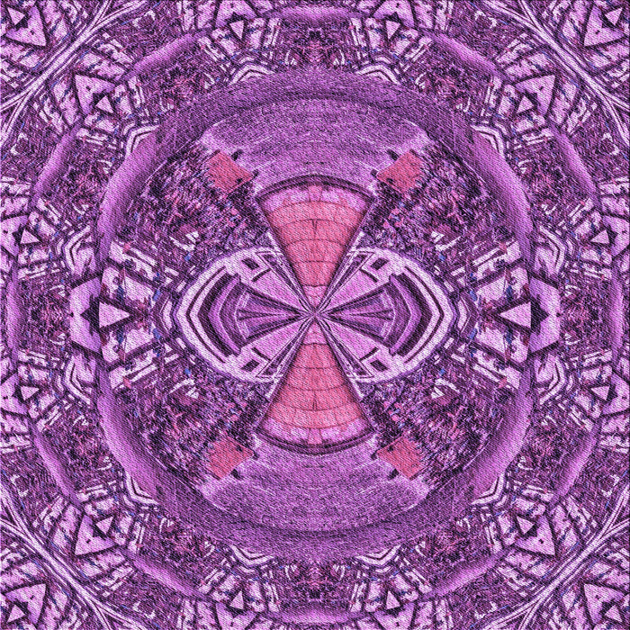 Round Machine Washable Transitional Dark Magenta Purple Rug, wshpat125pur