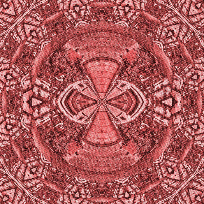 Round Patterned Red Rug, pat125rd