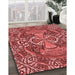 Patterned Red Rug in Family Room, pat125rd