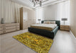 Patterned Yellow Rug in a Bedroom, pat125yw