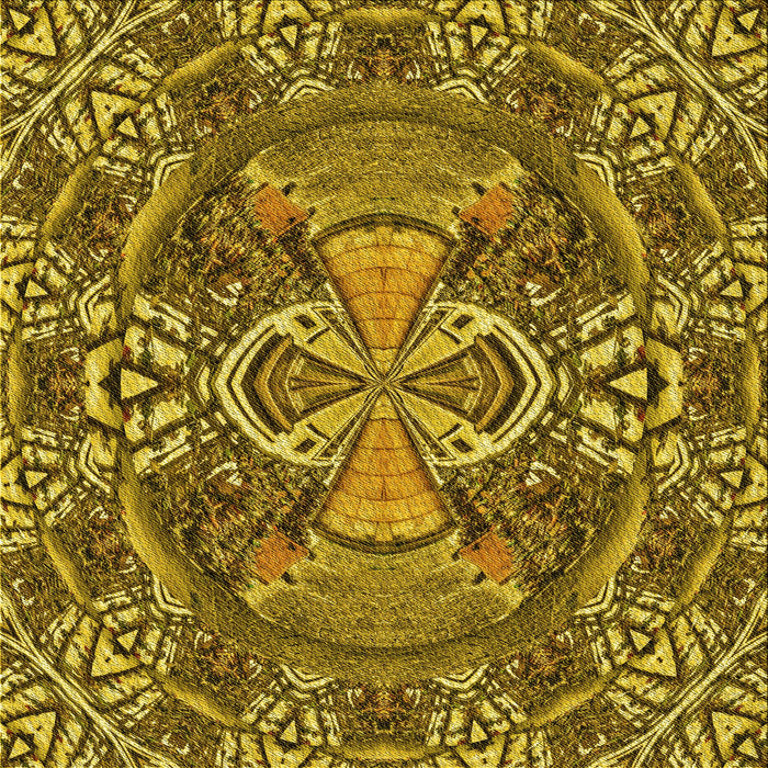 Round Machine Washable Transitional Yellow Rug, wshpat125yw