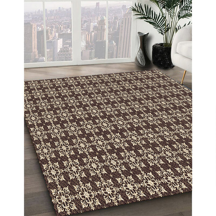 Machine Washable Transitional Camel Brown Rug in a Family Room, wshpat1250brn