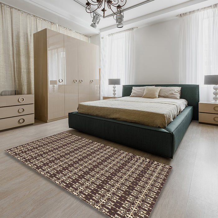 Patterned Camel Brown Rug in a Bedroom, pat1250brn