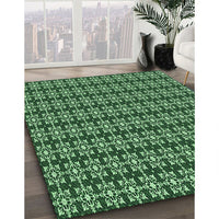 Patterned Deep Emerald Green Rug, pat1250grn