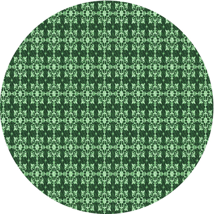 Square Machine Washable Transitional Deep Emerald Green Rug in a Living Room, wshpat1250grn