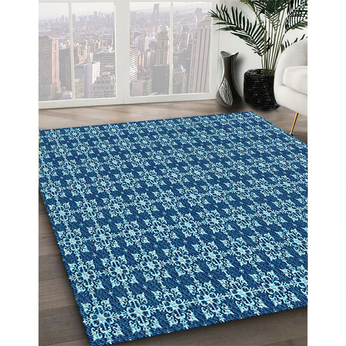 Patterned Blueberry Blue Rug in Family Room, pat1250lblu