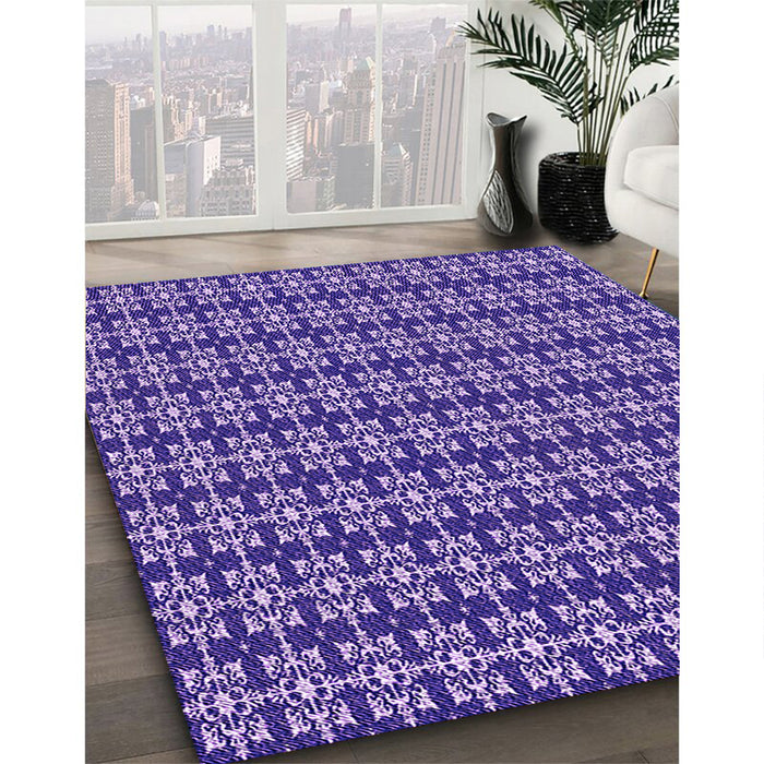 Patterned Bright Lilac Purple Rug in Family Room, pat1250pur