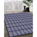 Patterned Blue Gray Novelty Rug in Family Room, pat1250