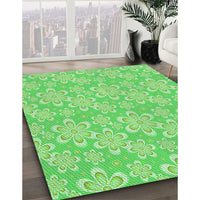 Patterned Emerald Green Rug, pat1251grn