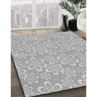 Patterned Platinum Silver Gray Rug, pat1251gry