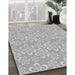 Machine Washable Transitional Platinum Silver Gray Rug in a Family Room, wshpat1251gry