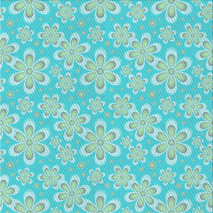 Round Patterned Green Rug, pat1251lblu