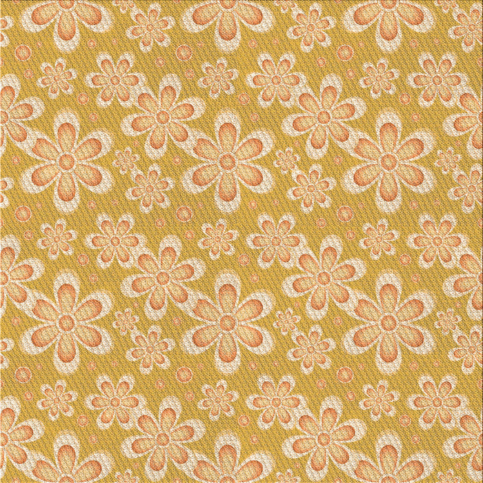 Round Patterned Orange Rug, pat1251org