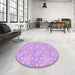 Round Patterned Purple Rug in a Office, pat1251pur