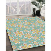 Patterned Khaki Green Novelty Rug, pat1251