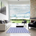 Square Patterned Blue Rug in a Living Room, pat1252blu