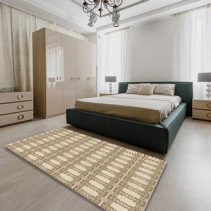 Patterned Golden Blonde Gold Rug in a Bedroom, pat1252brn
