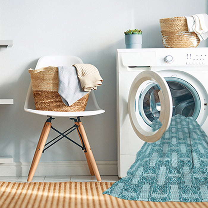 Machine Washable Transitional Blue Rug in a Washing Machine, wshpat1253lblu