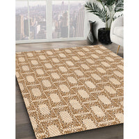 Patterned Deep Peach Orange Rug, pat1253org