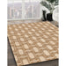 Patterned Deep Peach Orange Rug in Family Room, pat1253org